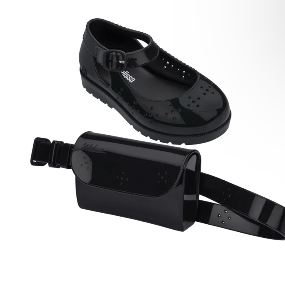 Mini Melissa Black Kids Shoes with Matching Bag
